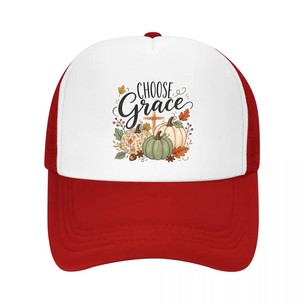 Autumn Faith Pumpkin Grace Lettering Mesh Baseball Cap Casual Hat Outdoor For Womens Unisex FeUnisex