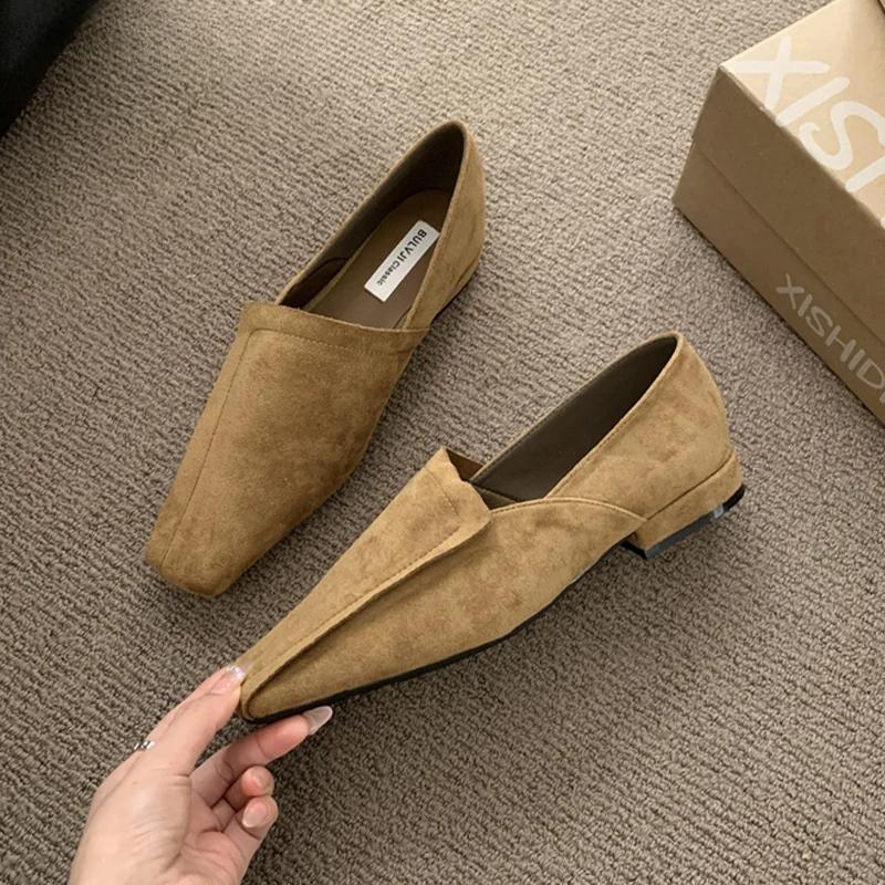 Balerini Femei Pantofi Loafer Eleganți Piele Vârf Pătrat Pantofi Moi Trend Marcă Nouă Iarnă Mers pe Jos Confort Chaussures Femme