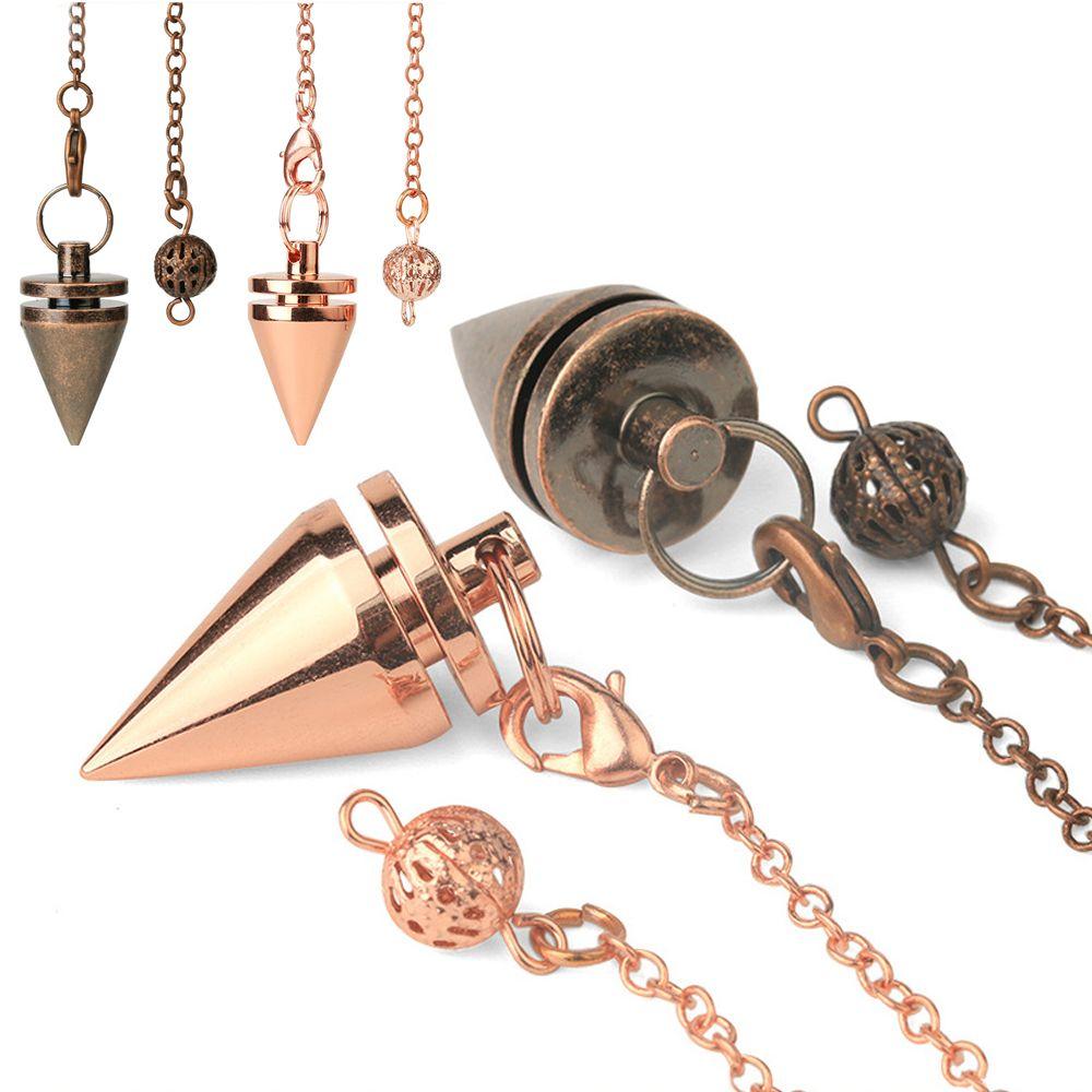 Gift Chain Gold Silver Antique Copper Dowsing Amulet Healing Reiki Pendulum Pendant Metal Cone Pendule Reiki