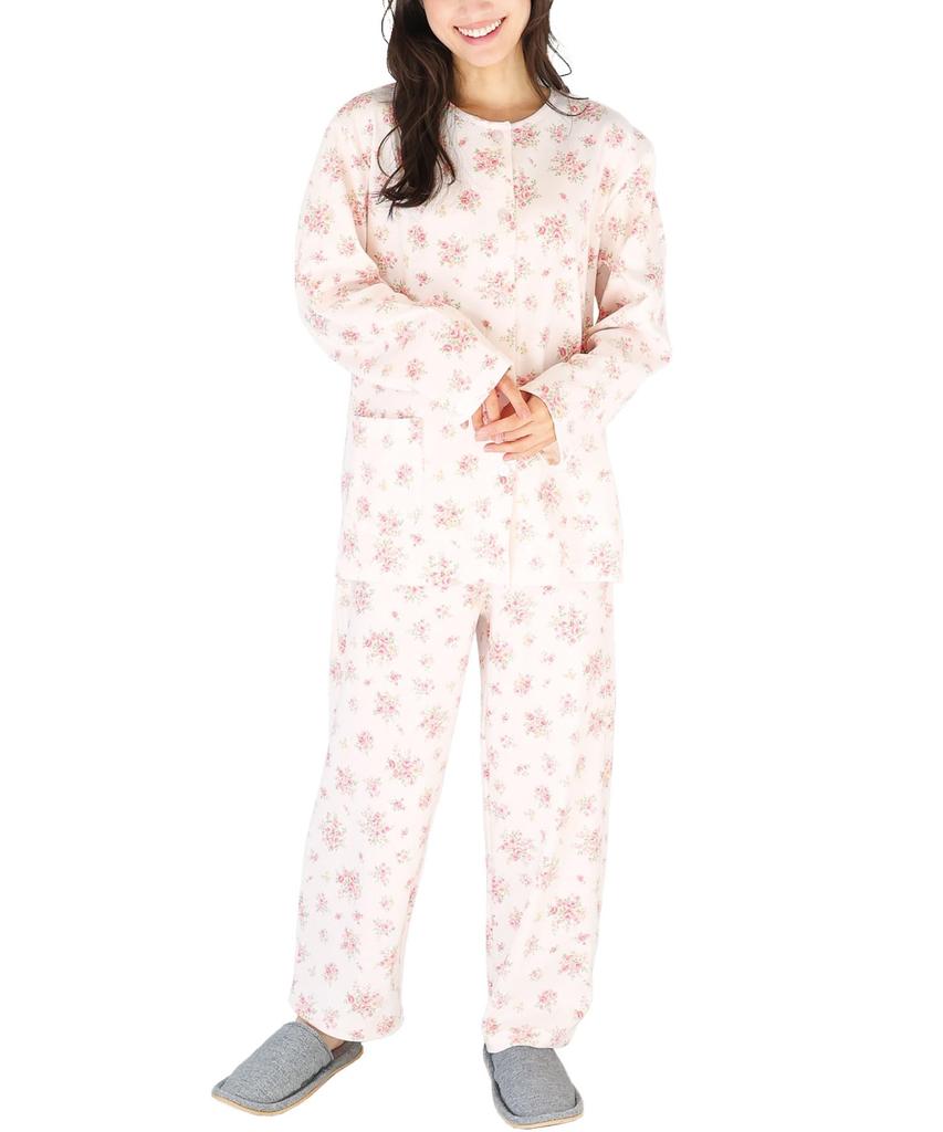 Nishiki Made In Domestically Petite Smooth Long Front Top and Bottom Long Spring and Autumn Loungewear Women's Pajamas, Japan, Sewn, Size, 100%