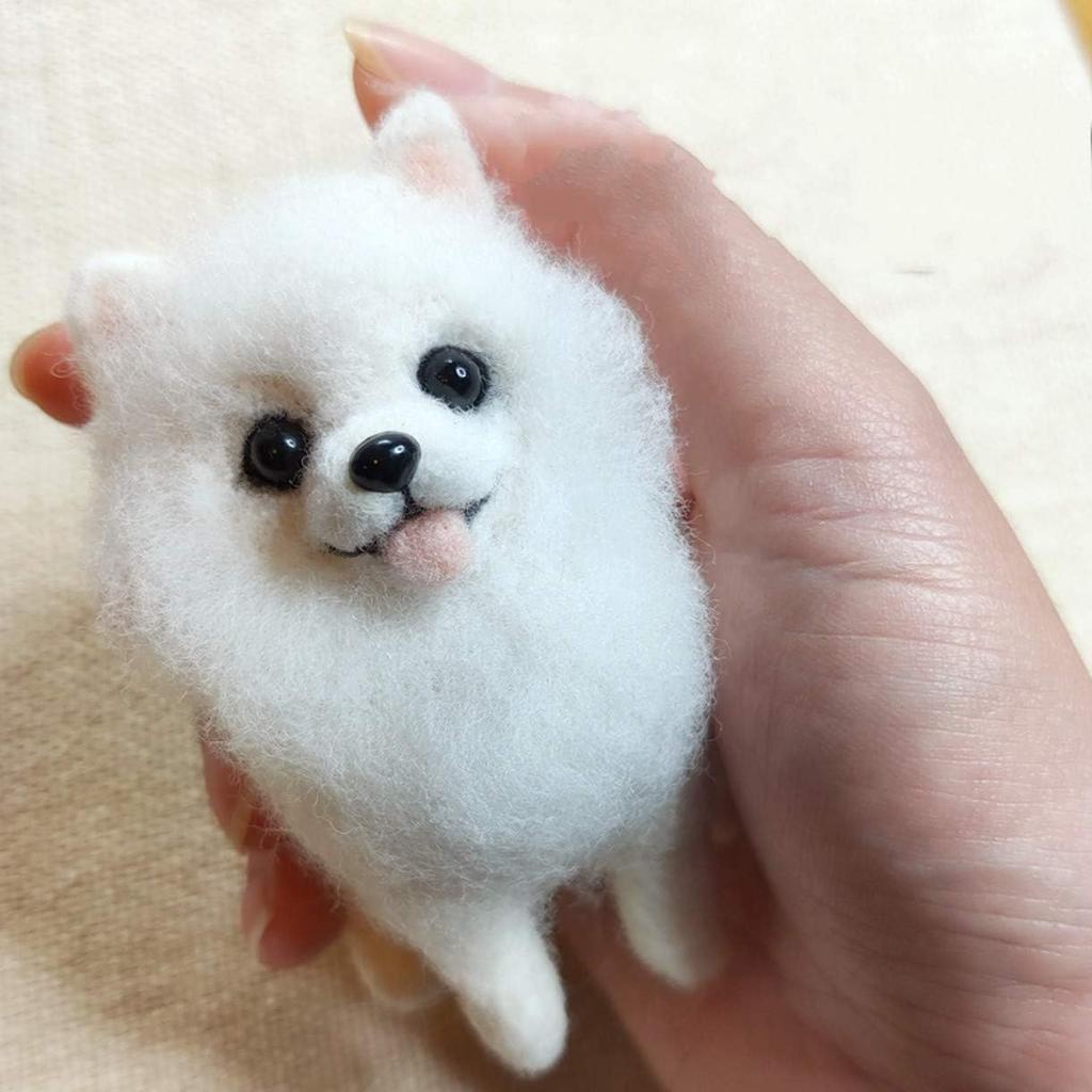1 Set Lovely Wool Needle Felting Package Material DIY Felted Kits Non-Finished Kit: Pomeranian