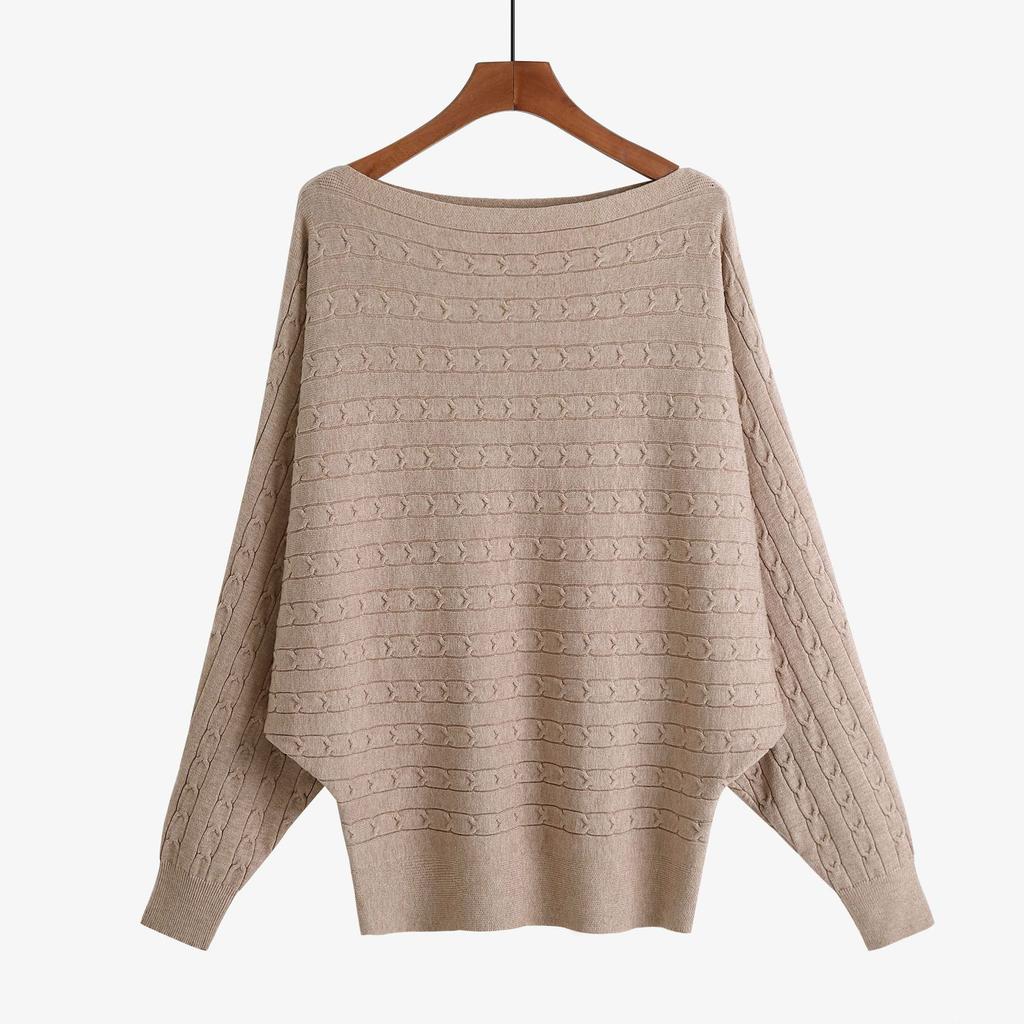 2022 for autumn and winter women's sweaters one-neck twist batman loose plus size long-sleeved jumper