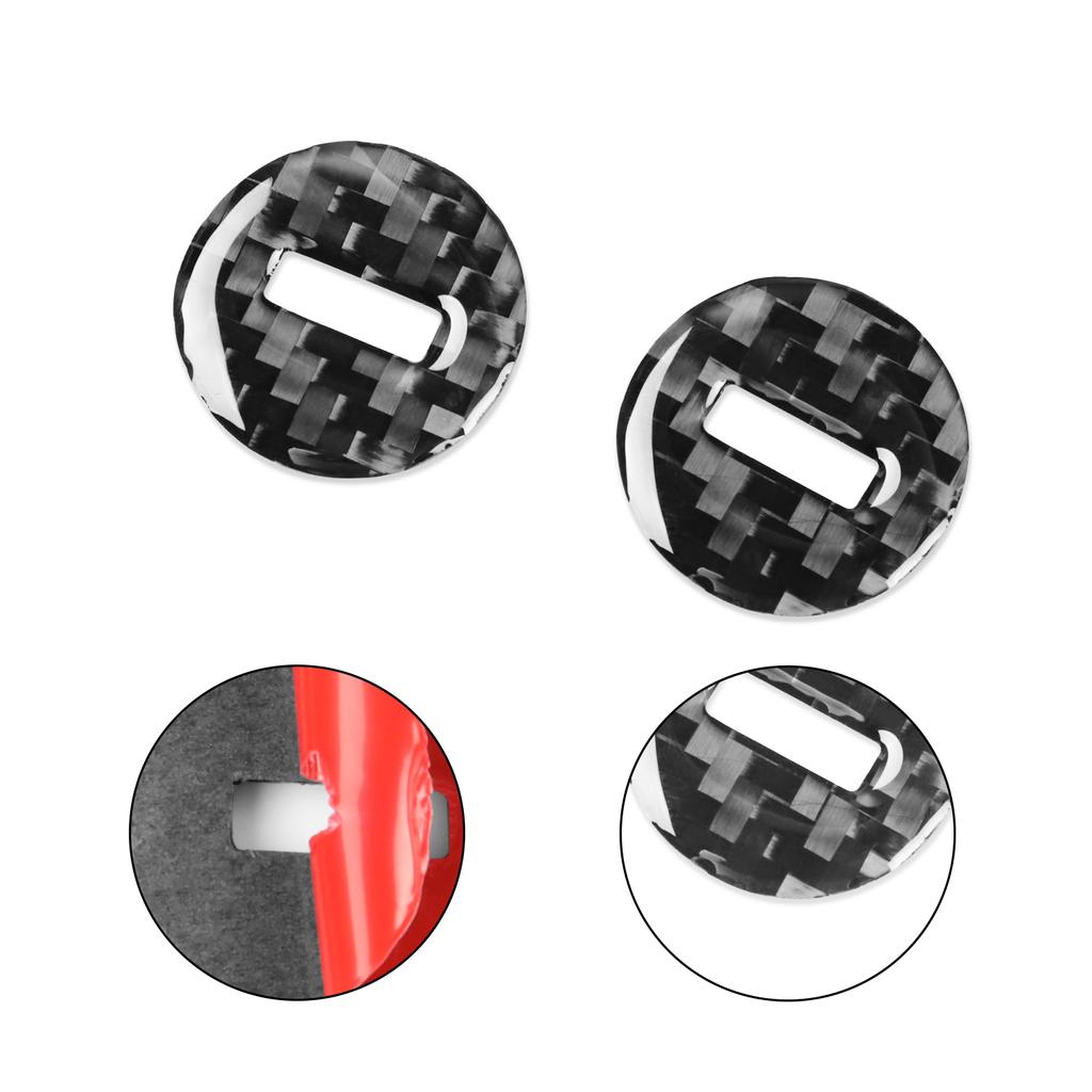 För Ford Mustang 2015- Kolfiber Interiör 2 st Bil Multimedia Knopp Dekoration Klistermärke Dekal Överdrag List Biltillbehör