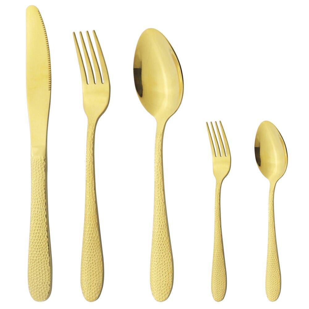 5Pcs Rainbow Flatware Cutlery Set Stainless Steel Dinnerware Set Knife Dessert Fork Spoon Tableware Home Kitchen Silverware Set