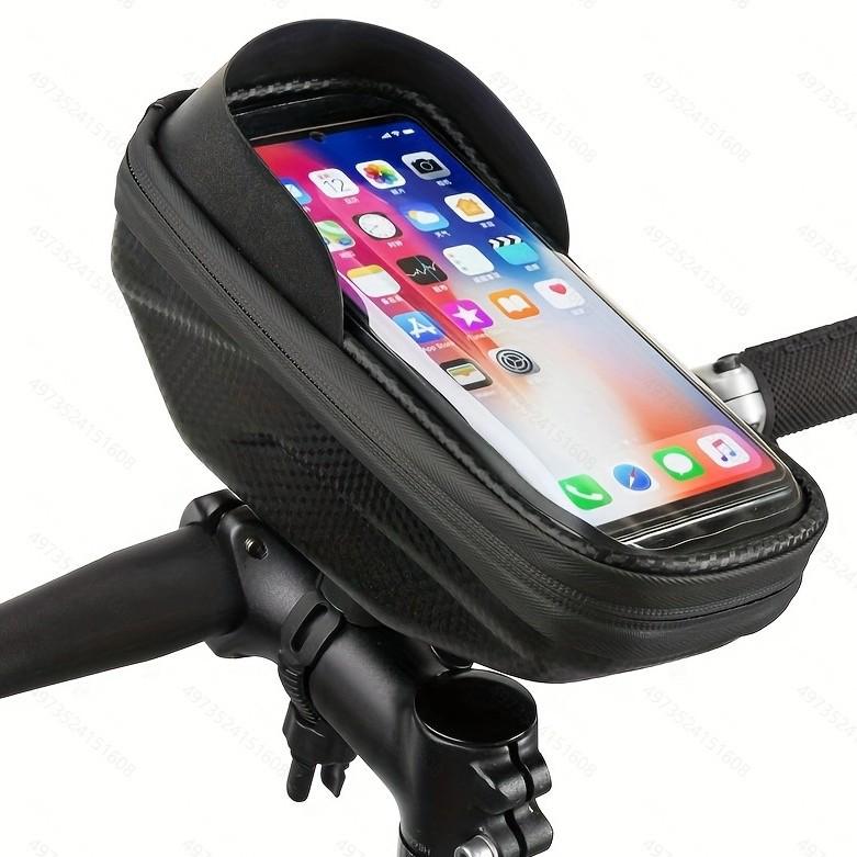 Unisex EVA Hartschalen-Fahrradlenkertasche mit Touchscreen, Wasserabweisendes Handyfach für Mountainbiking