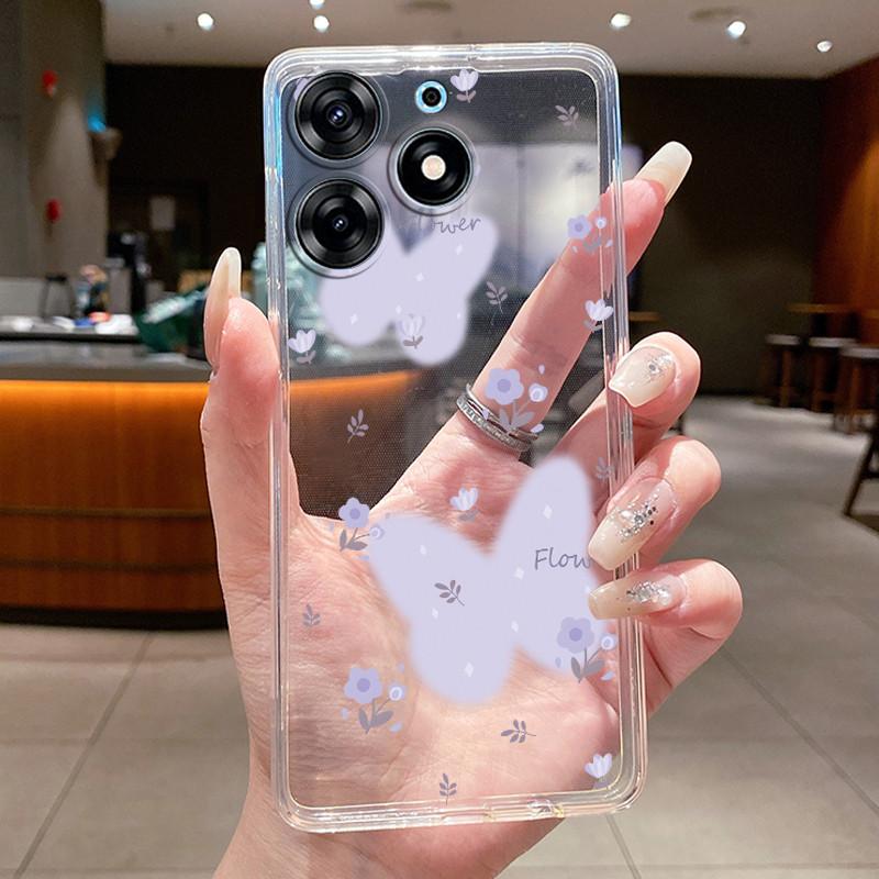 For Tecno Spark 10 Pro KI7 Back Cover Tecno Spark 10 Pro Case K17 Aesthetic Fashion Butterfly Flowers Clear Soft TPU Phone Case