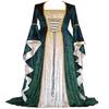 European and American Style Gold Velvet Lap-up Trumpet Sleeves Vintage Medieval Long Dress Dress