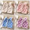 Autumn Winter Kids Lamb Wool Vest Children's Double Thick Warm Coat Checkered Pattern Baby Boys Girls Outdoor Plush Sleeveless Outerwear