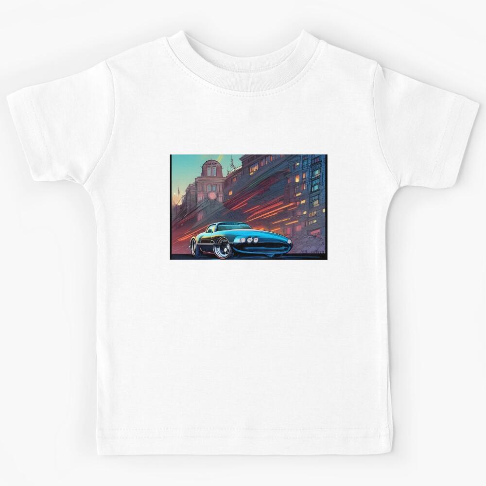Car on the road, comic style Kids T-Shirt 130