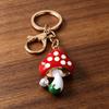 Zinc Alloy Keychain Pendant, Dripping Process Key Ring with Imitation Pearl Cartoon Mushroom Shape, Multiple Colors Bag Charm