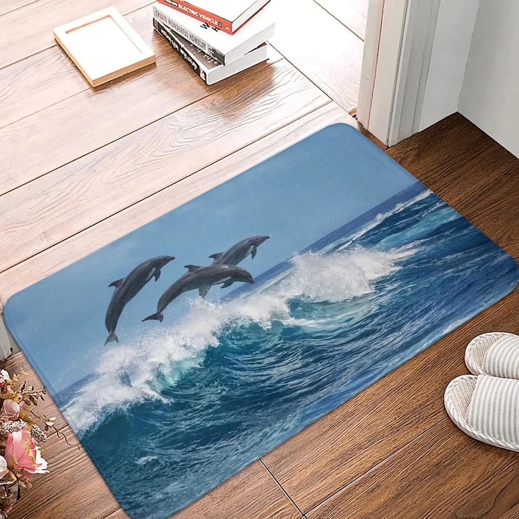 Meeresleben Delfin Teppich Boden Tür Küche Badezimmer Eingang Rutschfeste Matte Schlafzimmer Eingang Foyer Meerestier Fußmatte