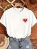 Luminous Red Heart Printed Tshirt Casual Short Sleeved Round Neck Top Comfortable Daily Fashion Womens Summer Clothing