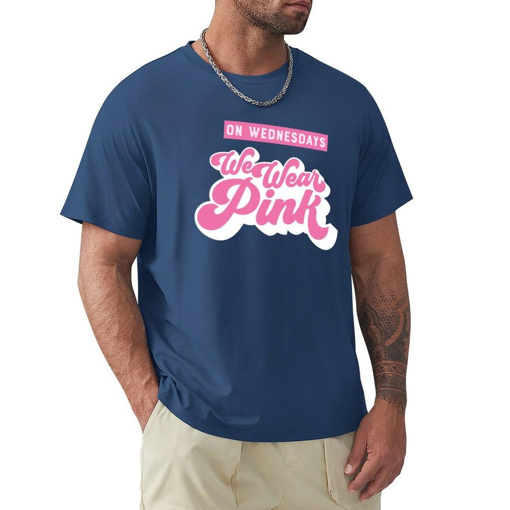 On Wednesdays We Wear Pink T-Shirt Graphic T Shirts Cotton Graphic Tees Plus Size Men Clothing
