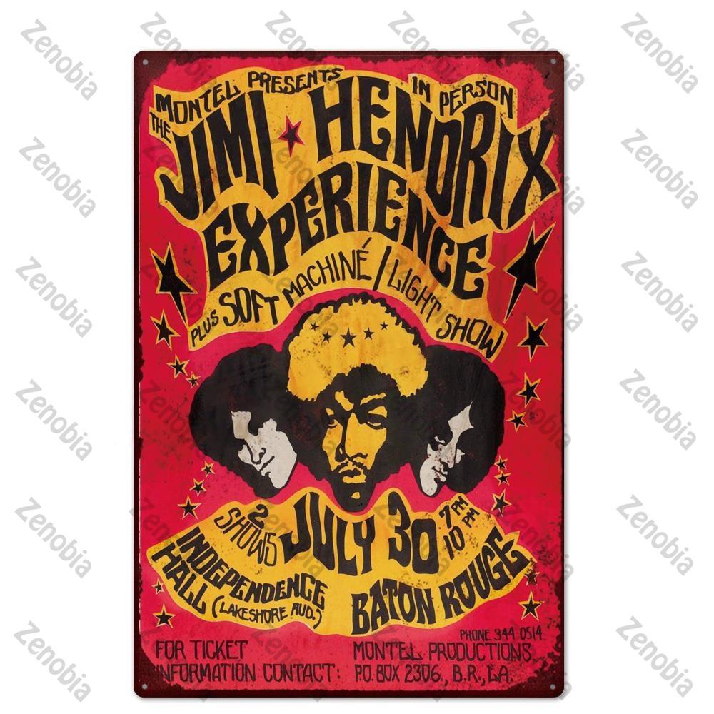 Poster in Metallo Vintage Musica Rock Piatti Decorativi da Parete Adesivi Placca Regali Chitarra per Decorazione Arte Murale Camera da Letto Segni in Metallo