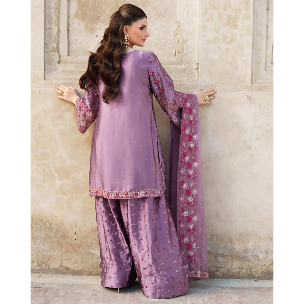 Heavy Chinon Silk Pakistani Palazzo Suit Indian Bollywood Designer Salwar Kameez