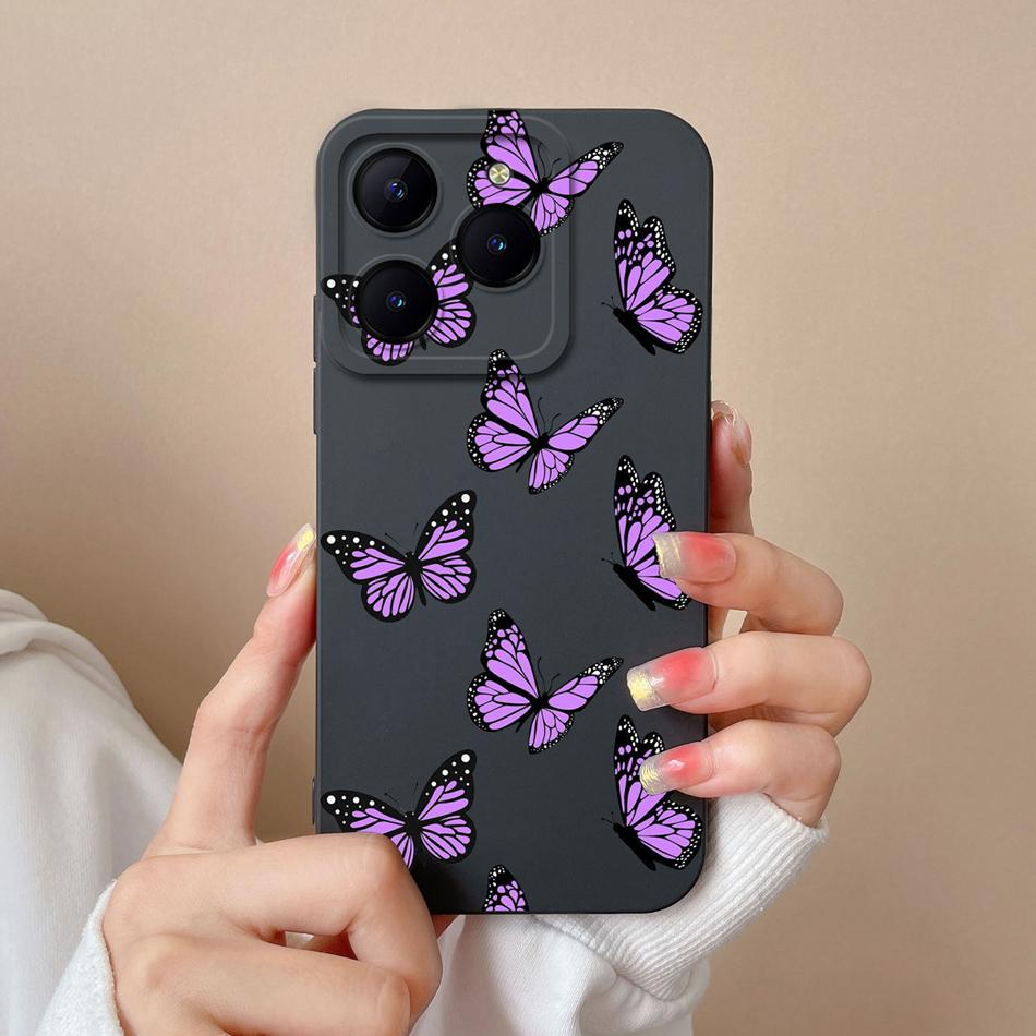 Etui na telefon Realme C63 C61 Pokrowiec z tyłu Serce Motyl Dla Oppo Realme C 61 C 63 Miękki Płynny Silikon Ochrona Aparatu Fundas