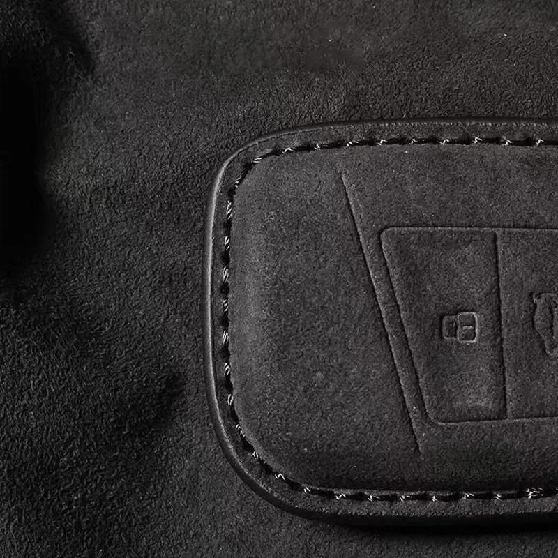 Leather Suede Car Key Case Fob For Changan Cs35 Plus Cs55 Plus Cs75 Plus   Keychain Suede Car Accessories