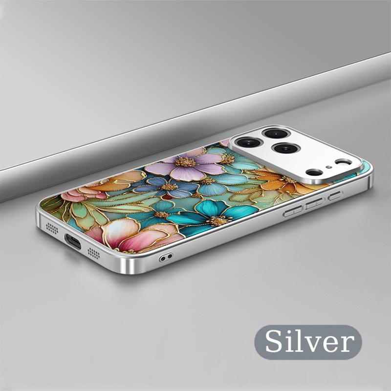 

Colored flower stamens Luxurious High-end Phone Case Electroplated Glass PhoneCase for iPhone 17 16 15 14 13 12 11pm Pro Plus iPhone 15 Pro