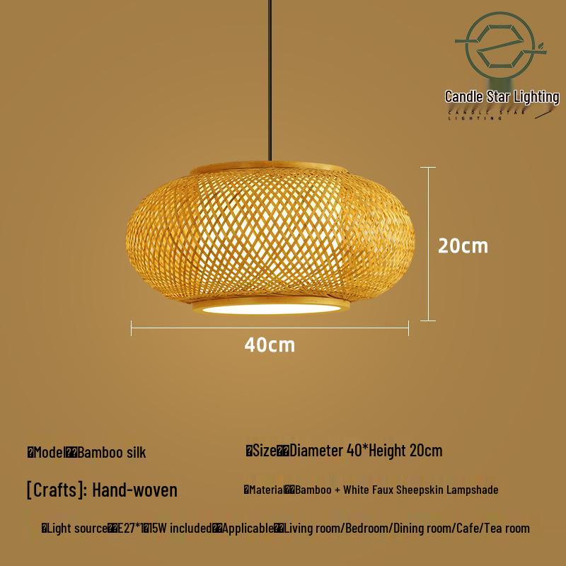 Zen Style Bamboo Rattan Pendant Light for Tea Rooms and Restaurants