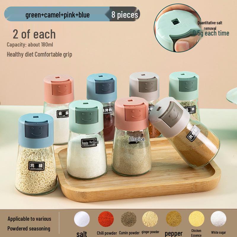 Press-Type Seasoning Jar: Moisture-Proof, Sealed Salt Control Bottle for Kitchen.