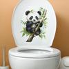 Cartoon Cute Red Panda Eating Bamboo Toilet Seat Sticker Bathroom Decor Removable Waterproof Decal