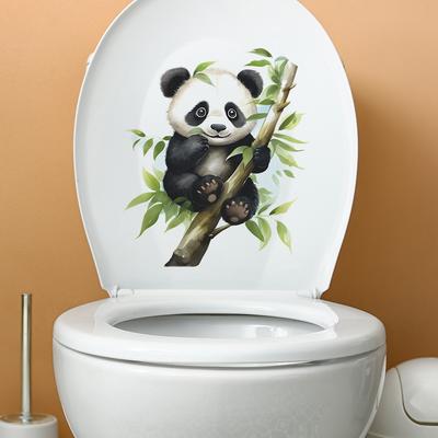 Cartoon Niedlicher Roter Panda isst Bambus Toilettensitz-Aufkleber Badezimmer-Dekoration Abnehmbare Wasserdichte Abziehbilder