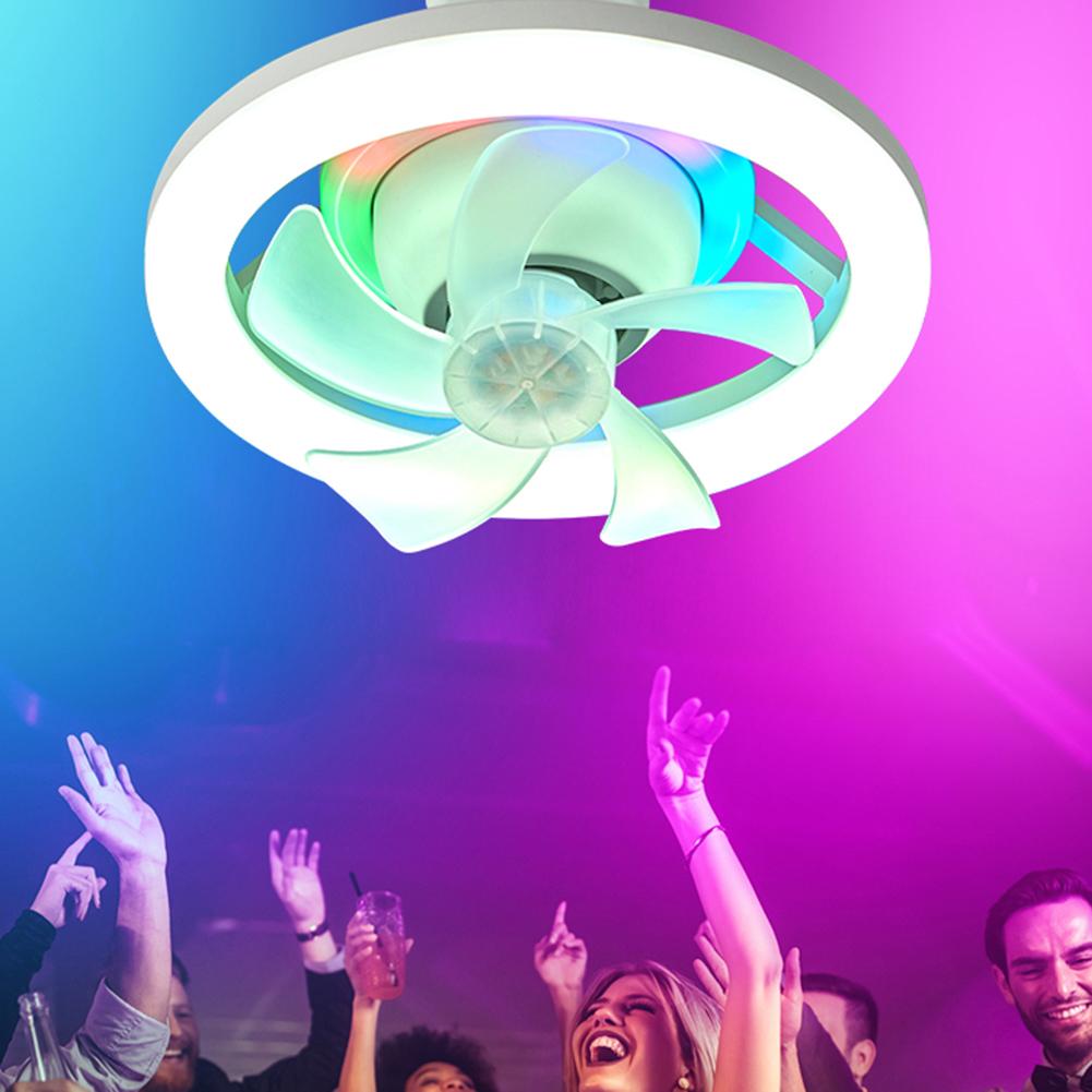 Ceiling Fan LED Lamp with E27 Base 3 Speed LED Bulb Ceiling Fan Silent Chandelier Ceiling Fan Remote Control for Bedroom Kitchen