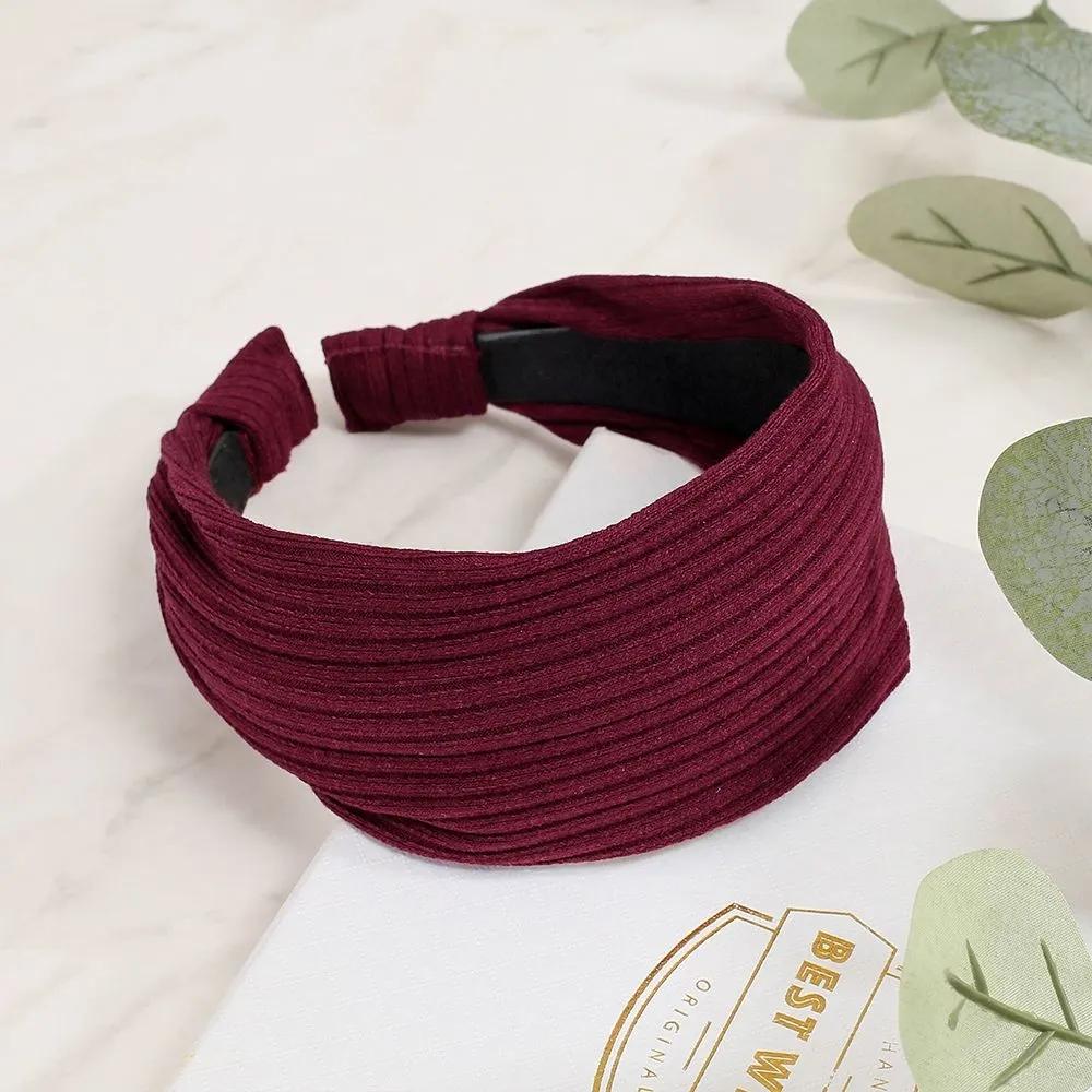 Handmade Headband Daily Headband Angel Scrunchie Basic Ribbed Wine