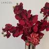 Red Phalaenopsis Orchid Artificial Flower Decoration for Living Room or Dining Table