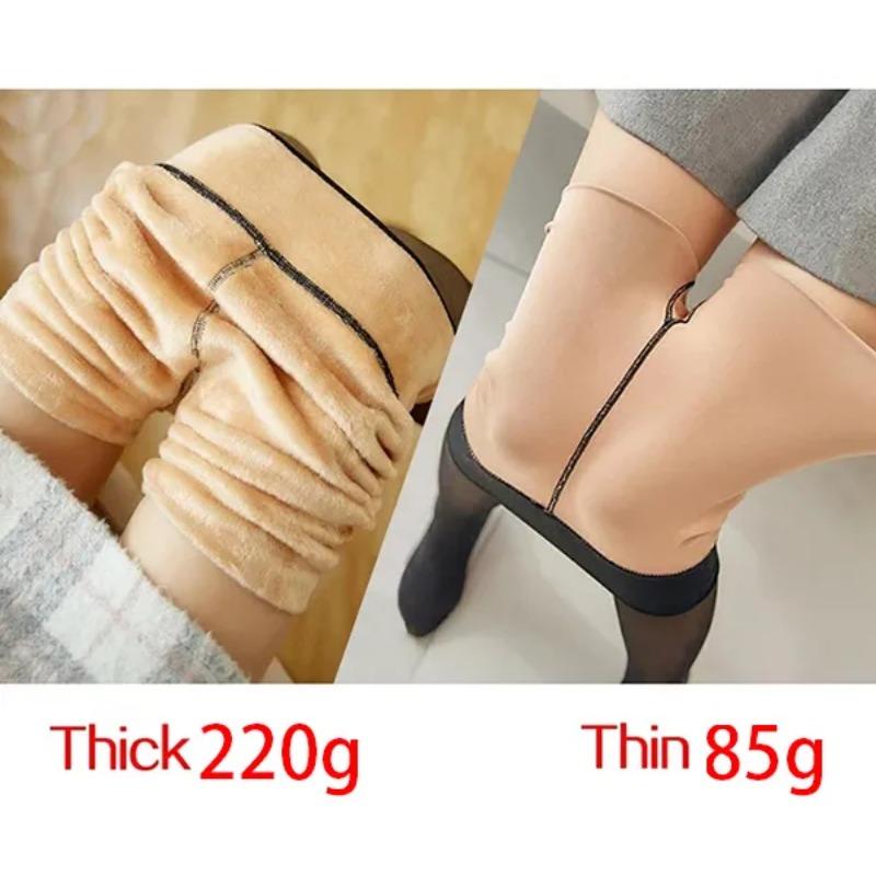 Women Fleece Leggings Sexy Translucent Slim Pantyhose Elasticity Winter Warm Legging Thermal Tights Female Woman Pants
