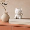Small Maneki Figurine 3D Printed Luck Cat Statue, Cute White Figurine, Matte Mini Detailed Sculpture Fortune Ornament for Home Desk Bedroom