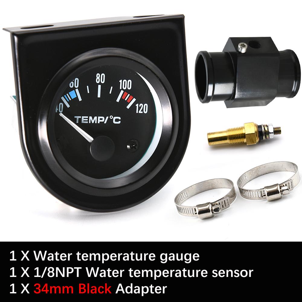 52mm Digital Car Water Temp Temperature Gauge with 1/8NPT Sensor + Water Temp 26mm-40mm Adapter Water Tank Level Indicator