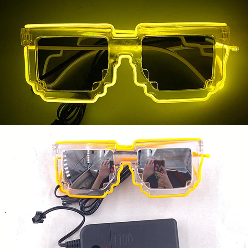 Occhiali da Sole Alieno LED Divertenti Accessori Costume Lenti Nere Occhiali Luminosi per Donne Uomini Bambini Bambine Occhiali per Halloween