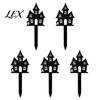 Black Matte Garden Stakes 5Pcs Halloween Planter Stakes, Acrylic Sign for Outdoor Yard Lawn Backyard, Decorative Plant Markers Ghost House Cat