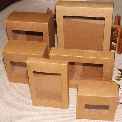 Kraft Paper Birthday Party Supplies Cake Package Candy Wrapping Bag Clear PVC Window Paper Gift Box