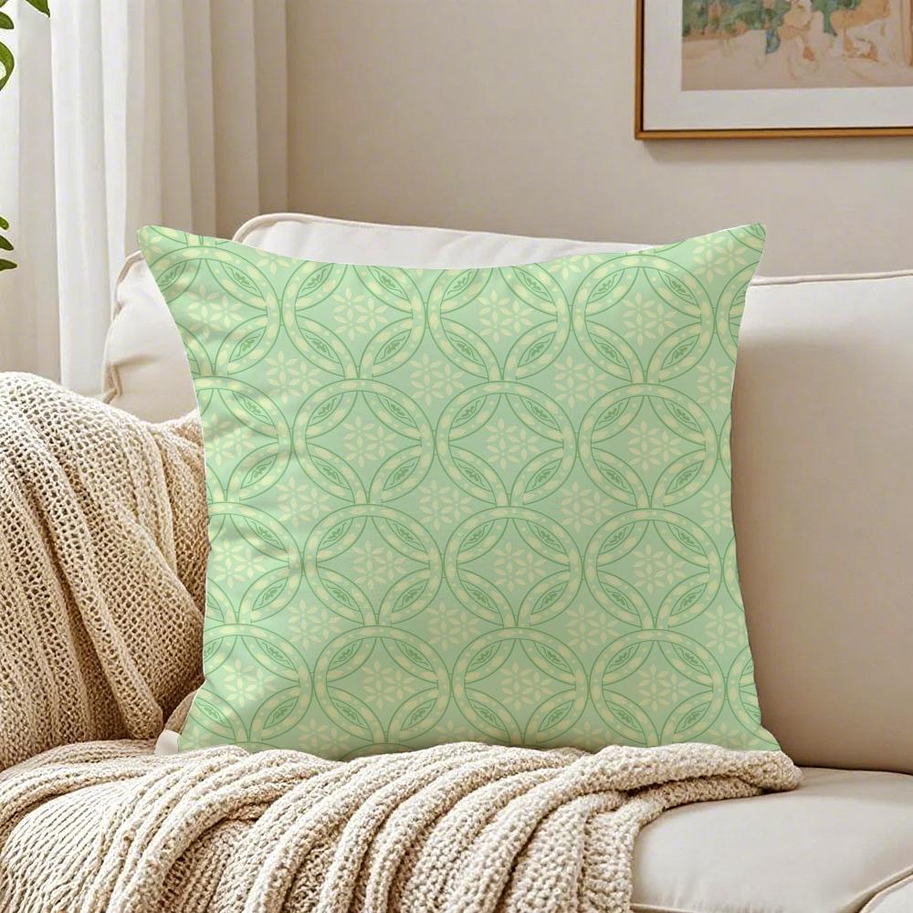 Fresh and elegant green fourleaf flower Cushion Cover Pillowcase Antidustmite living Room Sofa Decor Cushion Room