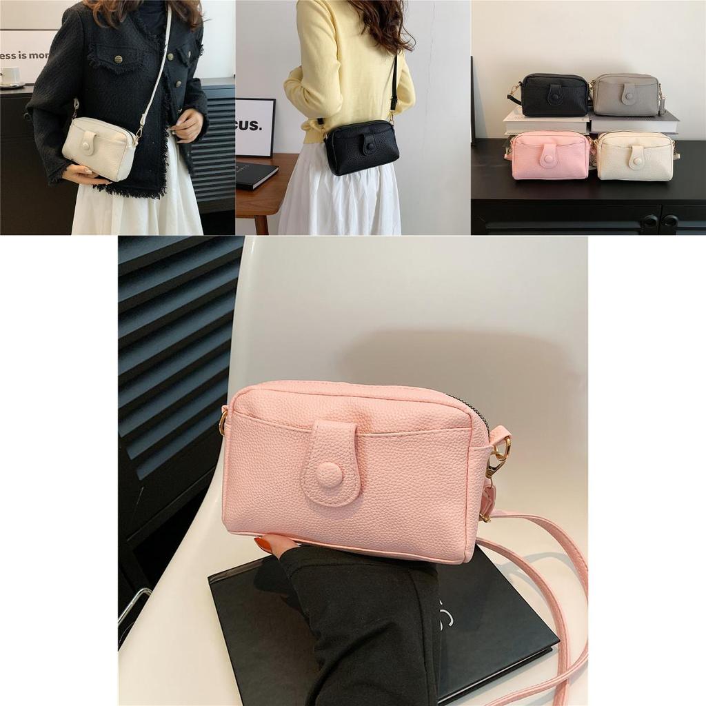 Candy Color Korean Style Soft Surface 2023 Fashion Winter Casual Solid Color Single Shoulder Crossbody Small Square Bag Women Black