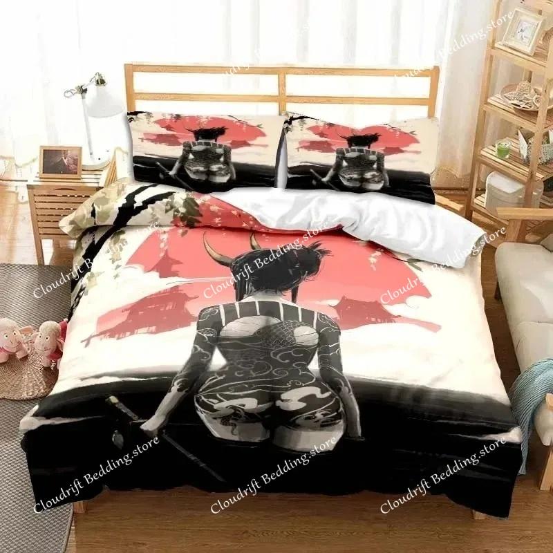 Set Biancheria da Letto Samurai Giapponese Morbido Copripiumino Set per Camera da Letto Uomo Adolescente Singolo Matrimoniale King Size Copripiumino Federa Regalo Ragazzo
