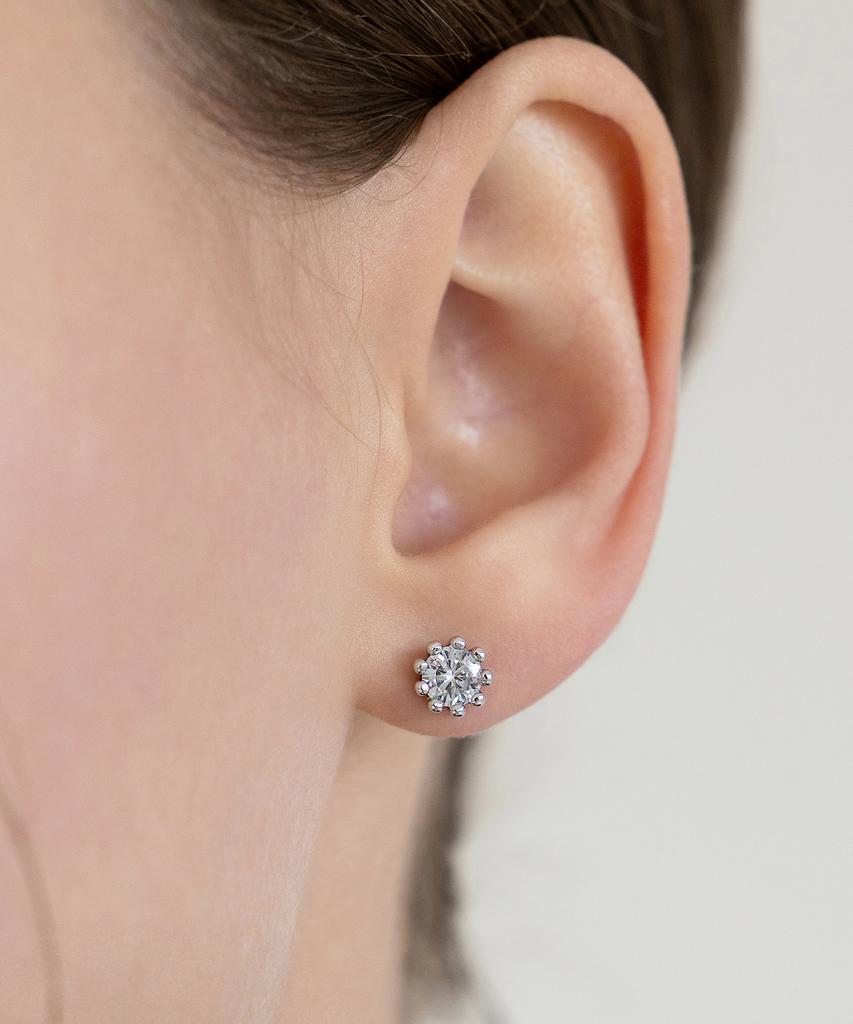 Tatiana Antique Flower Prong Cubic Earrings Ec3320