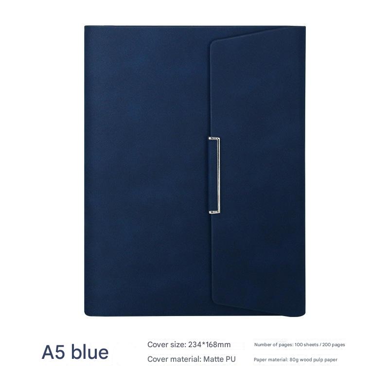 Creative A5 Loose-leaf Notebook Tri-fold Notepad Handbag-style Leather Cover Business Gift Box Set 96 Sheets Logo Customization (Blue,192 Pages&A5) синий