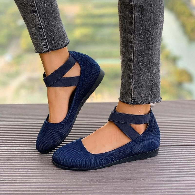 Women's Flat Shoes Autumn New Style Comfortable Solid Color Ladies Knitted Low-top Shoes Women's Fashion Casual Flat Loafers
