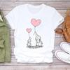 European Size Tee Top Fashion Tshirt Clothing Casual Elephant Love New Watercolor Short Sleeve Women Print Summer Lady Female Graphic T-shirt