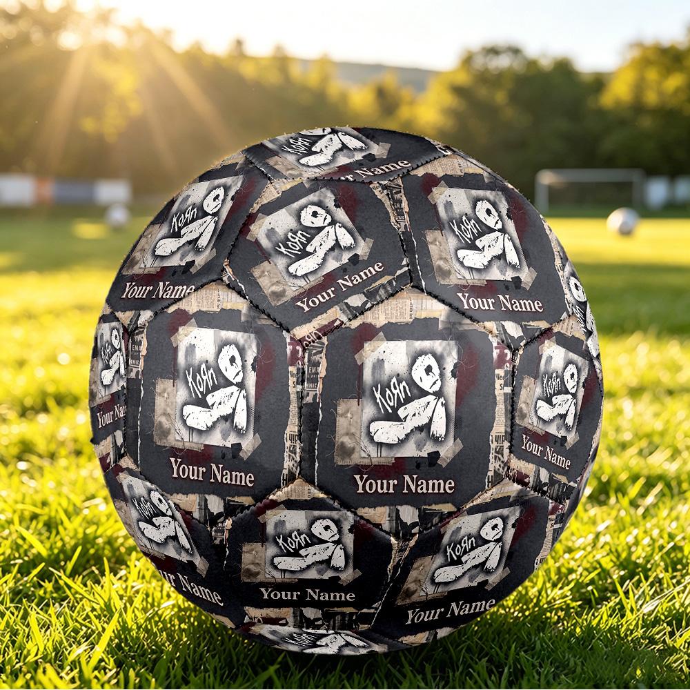 Korn Size 5 Football, Custom Name Text Personalized Soccer Ball Sport Training Gift
