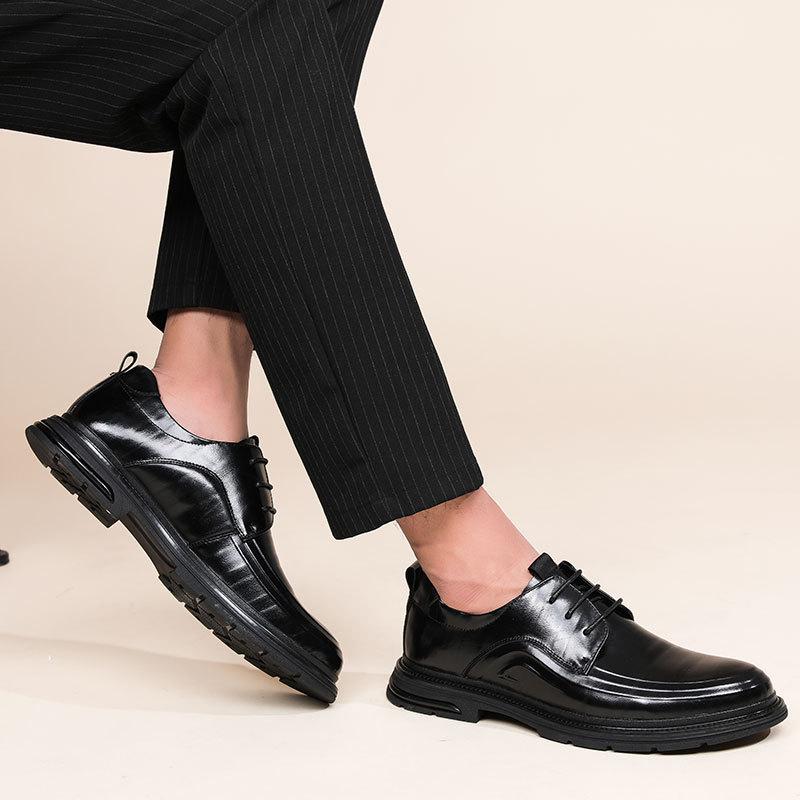 First Layer Cowhide Men's Shoes New Autumn Business Dress Leather Shoes Men's British Trend Leather Young Single Shoes Men's