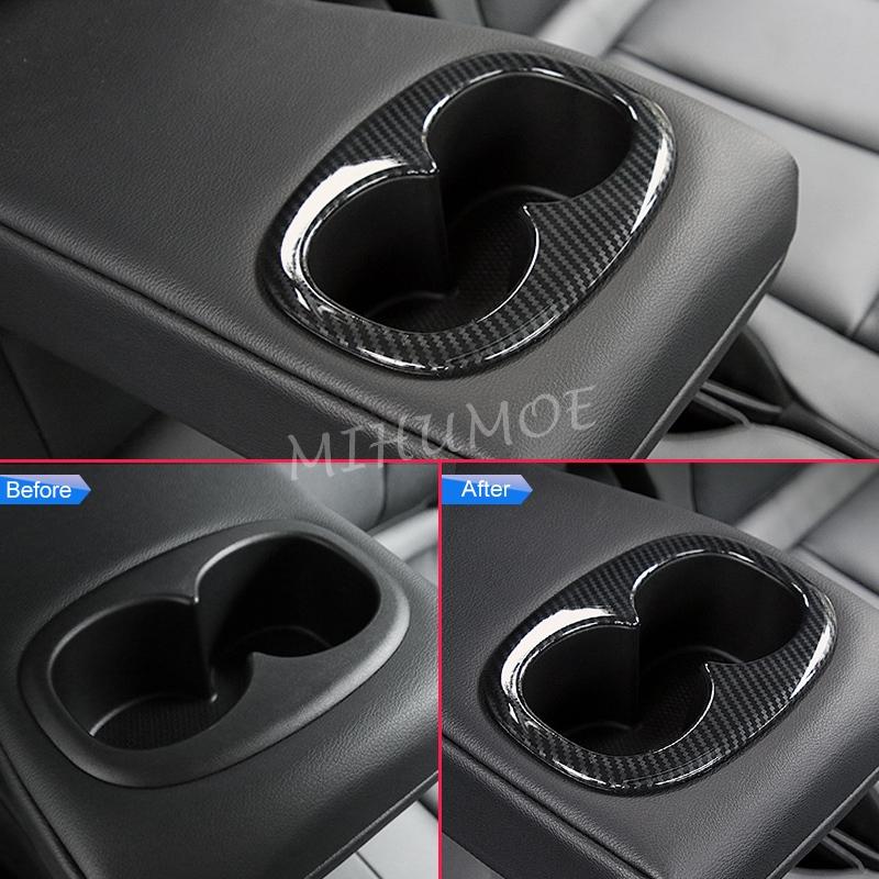 Rear Seat Cup Holder Cover For Mitsubishi Eclipse Cross 2018    2022 Carbon Fiber Interior