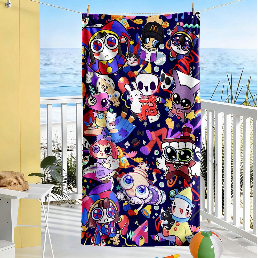 Digital Circus Beach Towel Soft Durable Quick-Dry Comfortable Lightweight Suitable for Swimming, Gym, Camping, Yoga Vacation