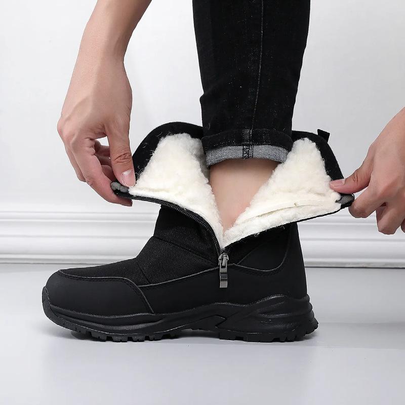 Winter cotton shoes piled thickened warm snow boots waterproof and non-slip outdoor snow cotton men's shoes