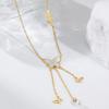 Titanium Steel Necklace Women'S Niche Design Sense Shell Pearl Pendant Wind Versatile Collarbone Chain Jewelry