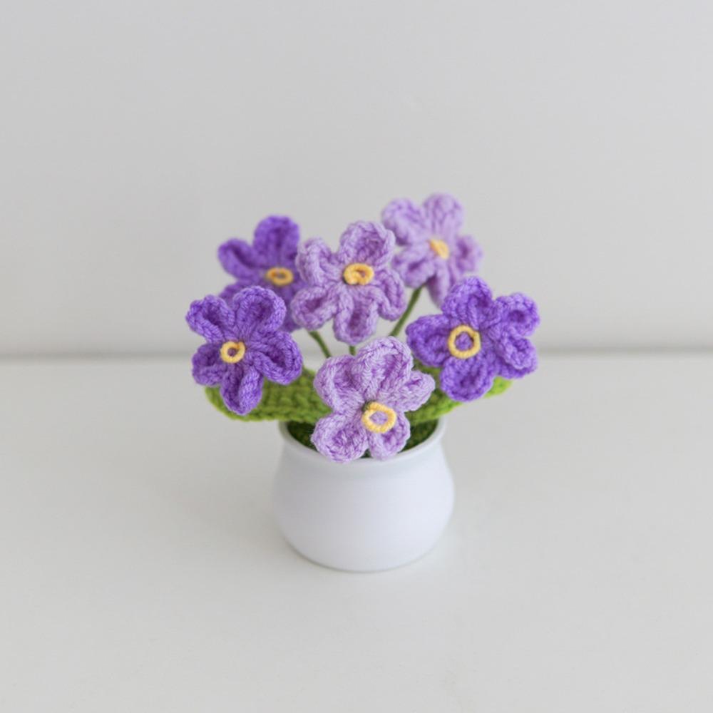 New Handmade Mini Crochet Flowers Photo Props Simulation Knitted Potted Flower Gift DIY Artificial Flower Bonsai Teachers' Day