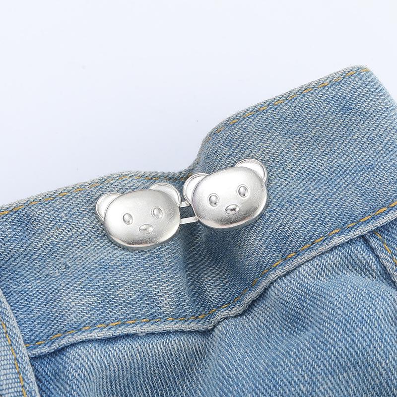 Cute Bear Head Snap Button for Jeans - Detachable, Nail-Free, Stitch-Free Waist Reducer
